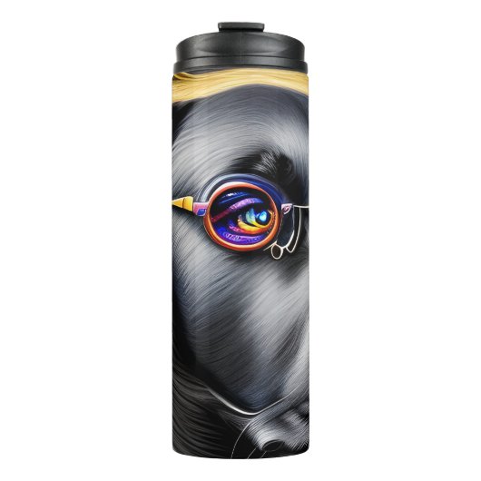 Funky Black Labrador Thermosbecher (Vorderseite)