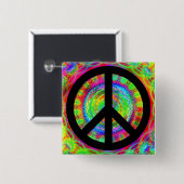 Funky Black Peace Sign Button (Vorne & Hinten)