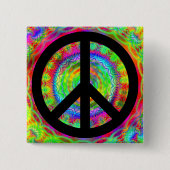 Funky Black Peace Sign Button (Vorderseite)