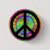 Funky Black Peace Sign Button (Vorderseite)