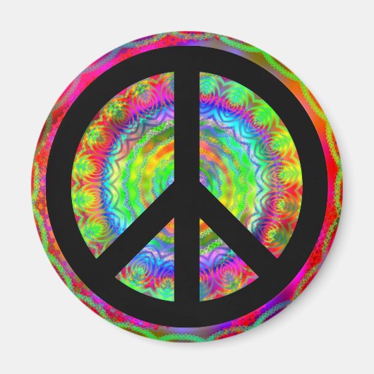 Funky Black Peace Sign Magnet (Vorne)