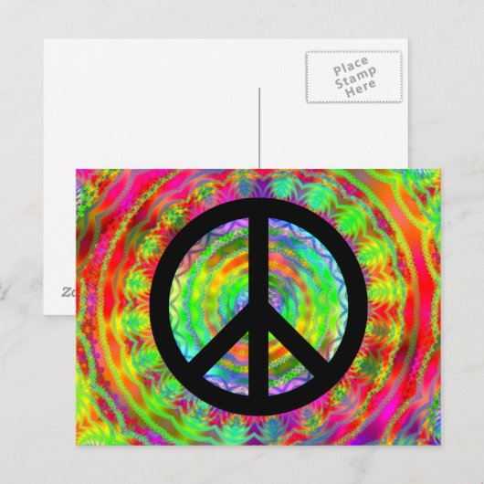 Funky Black Peace Sign Postkarte (Vorne/Hinten)