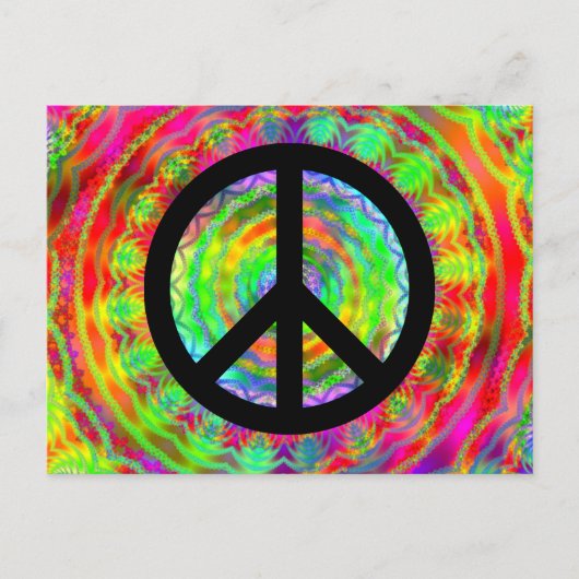 Funky Black Peace Sign Postkarte (Vorderseite)