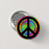 Funky Black Peace Zeichen Button (Vorne & Hinten)