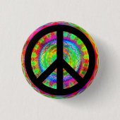 Funky Black Peace Zeichen Button (Vorderseite)