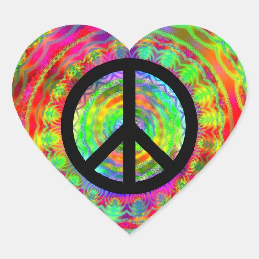 Funky Black Peace Zeichen Herz-Aufkleber (Vorderseite)