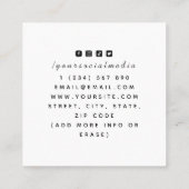 Funky Black & White Fame Lips Tattoo Artist Quadratische Visitenkarte (Rückseite)