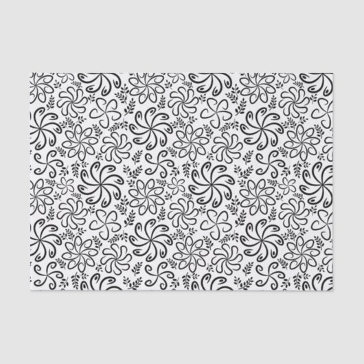 Funky black white flowers Tie Seidenpapier (Vorderseite)