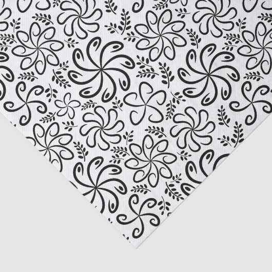 Funky black white flowers Tie Seidenpapier (Ausschnitt)