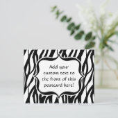 Funky Black/White Zebra Monogram Postkarte (Stehend Vorderseite)