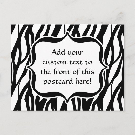 Funky Black/White Zebra Monogram Postkarte (Vorderseite)