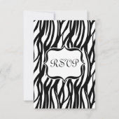Funky Black/White Zebra Monogram RSVP Karte (Vorderseite)