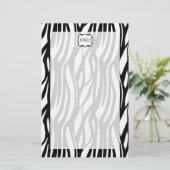 Funky Black/White Zebra Monogramm Briefpapier (Stehend Vorderseite)