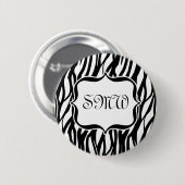 Funky Black/White Zebra Monogramm Button (Vorne & Hinten)
