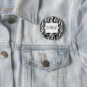 Funky Black/White Zebra Monogramm Button (Beispiel)
