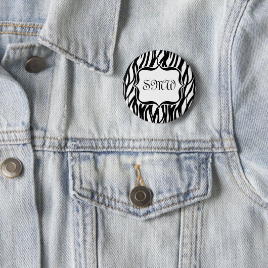 Funky Black/White Zebra Monogramm Button (Beispiel)
