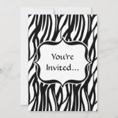 Funky Black/White Zebra Monogramm Einladung (Vorderseite)