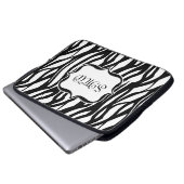 Funky Black/White Zebra Monogramm Laptopschutzhülle (Vorne Knopf)