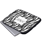 Funky Black/White Zebra Monogramm Laptopschutzhülle (Vorne Knopf)