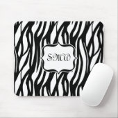 Funky Black/White Zebra Monogramm Mousepad (Mit Mouse)