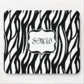 Funky Black/White Zebra Monogramm Mousepad (Vorne)