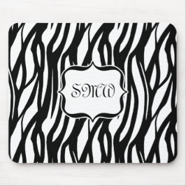 Funky Black/White Zebra Monogramm Mousepad