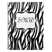 Funky Black/White Zebra Monogramm Notizblock (Vorderseite)