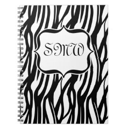 Funky Black/White Zebra Monogramm Notizblock