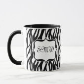 Funky Black/White Zebra Monogramm Tasse (Links)