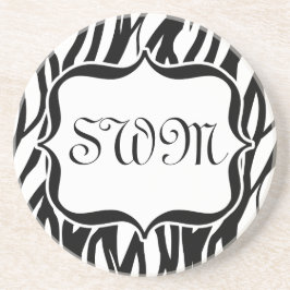 Funky Black/White Zebra Monogramm Untersetzer