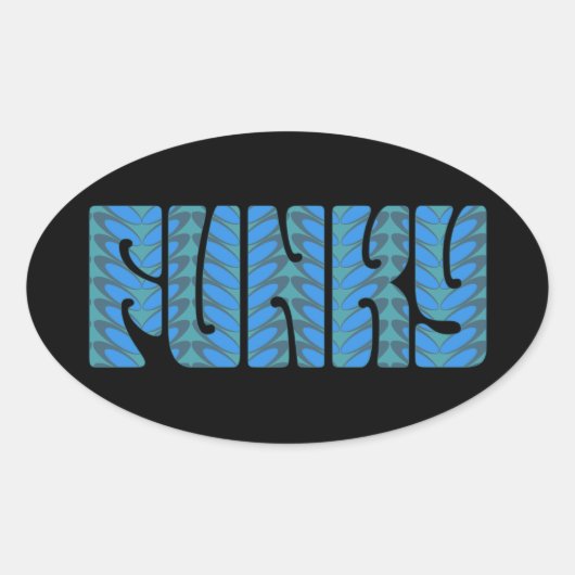 Funky (blau) ovaler aufkleber (Vorderseite)