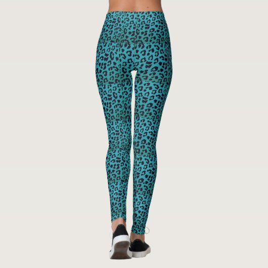 Funky blaue Leopard-Druck-Leggings Leggings (Rückseite)