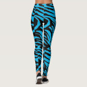 Funky blaue Zebra-Druck-Leggings Leggings (Rückseite)