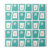 Funky Blocks 2 Aqua, Aquamarin und Orange Fliese (Vorderseite)