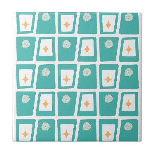 Funky Blocks 2 Aqua, Aquamarin und Orange Fliese (Vorderseite)