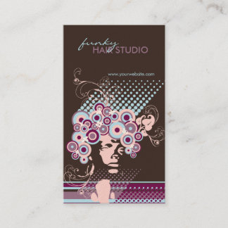 Funky Bloom Haar Floral Mod Retro Abstrakt Visitenkarte
