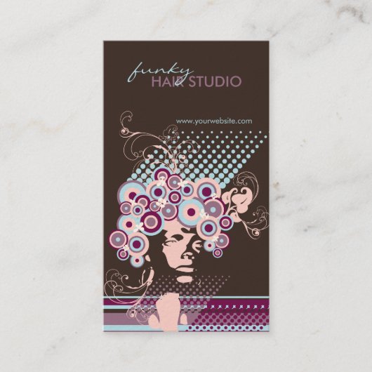 Funky Bloom Haar Floral Mod Retro Abstrakt Visitenkarte (Vorderseite)