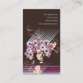 Funky Bloom Haar Floral Mod Retro Abstrakt Visitenkarte (Rückseite)