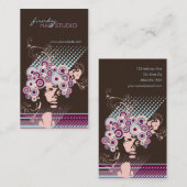 Funky Bloom Haar Floral Mod Retro Abstrakt Visitenkarte (Vorne/Hinten)