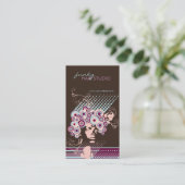 Funky Bloom Haar Floral Mod Retro Abstrakt Visitenkarte (Stehend Vorderseite)