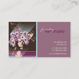 Funky Bloom Haar Floral Mod Retro Abstrakt Visitenkarte