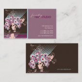 Funky Bloom Haar Floral Mod Retro Abstrakt Visitenkarte (Vorne/Hinten)