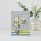 Funky Bloom Hair *04 Party Einladung Postkarte (Stehend Vorderseite)