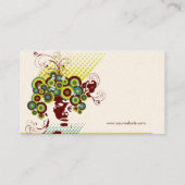 Funky Bloom Hair Floral Mod Circles Retro Abstrakt Visitenkarte (Rückseite)