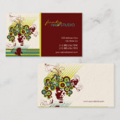 Funky Bloom Hair Floral Mod Circles Retro Abstrakt Visitenkarte (Vorne/Hinten)