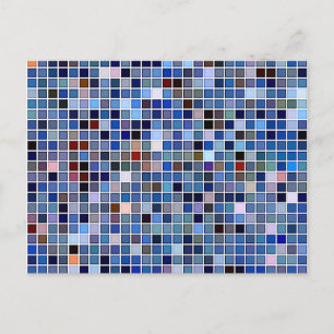 Funky Blue 'Badezimmerfliesen' Muster Postkarte