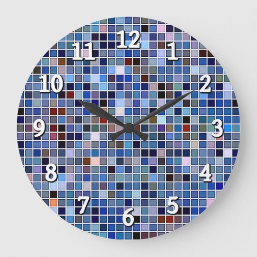 Funky Blue 'Bathroom Tiles' Große Wanduhr (Vorderseite)