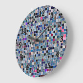 Funky Blue "Bathroom Tiles" Muster Große Wanduhr (Winkel)