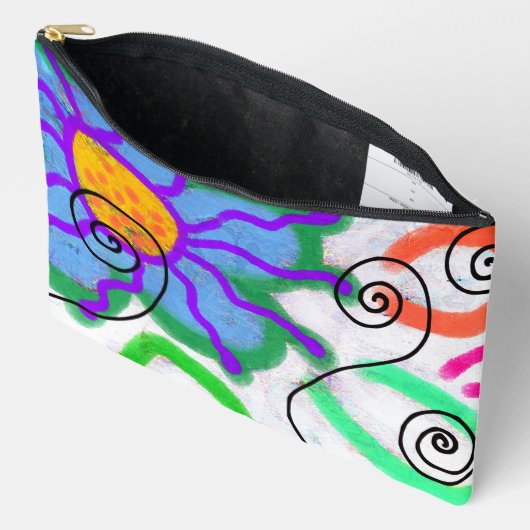 Funky Blue Blume Abstrakt Art Cosmetics Bag Zubehörtasche (Offen)