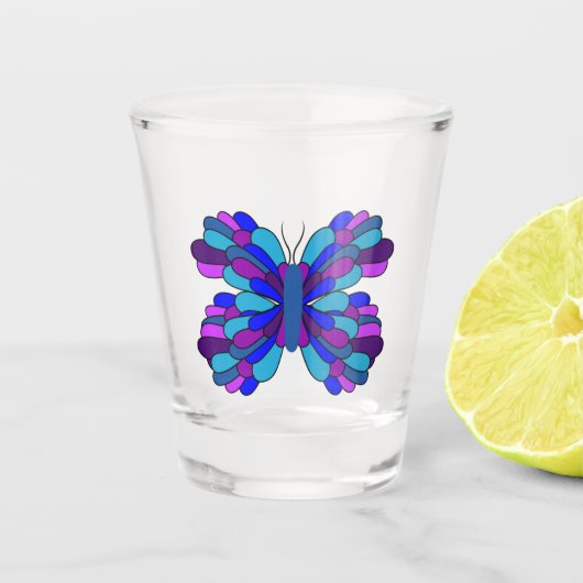 Funky Blue Butterfly Shot glass Schnapsglas (Vorderseite)